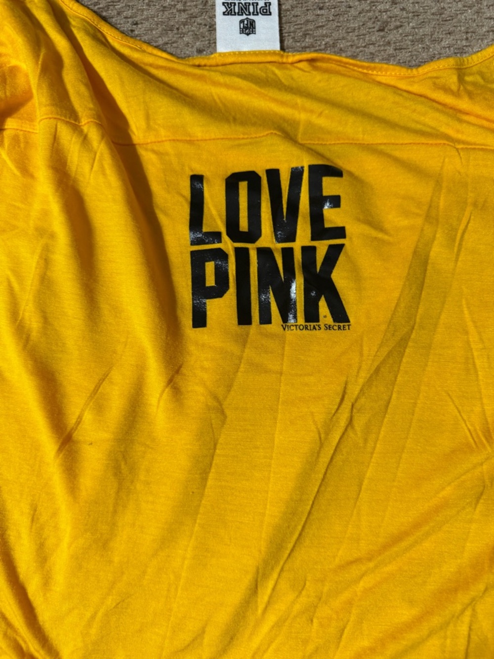 PINK Victoria's Secret Yellow Long Sleeve Tee with Black LOVE PINK Logo